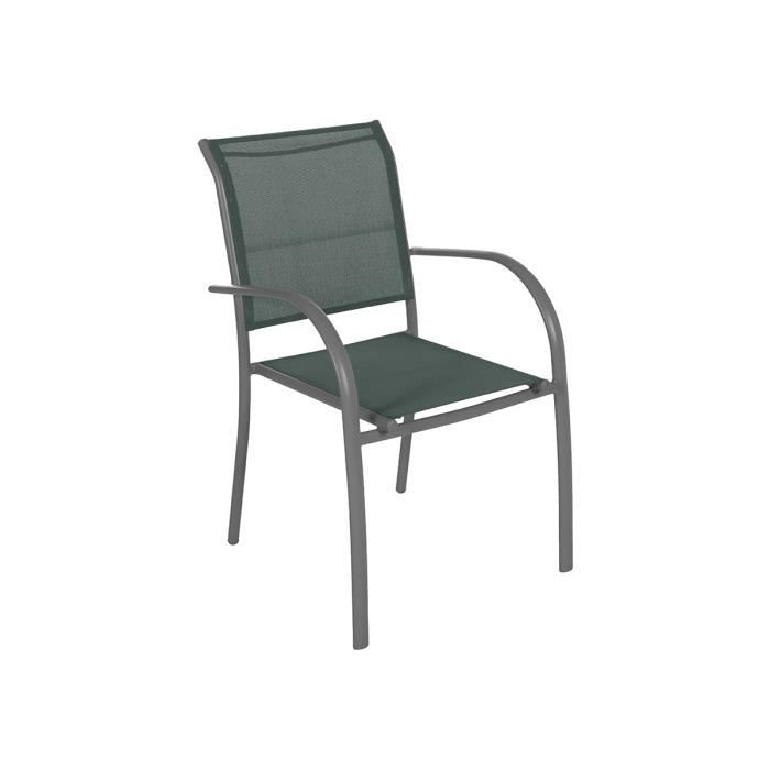 fauteuil de jardin pliant en texaline piazza olive / graphite - hespéride 65 x 56 x 86 cm vert