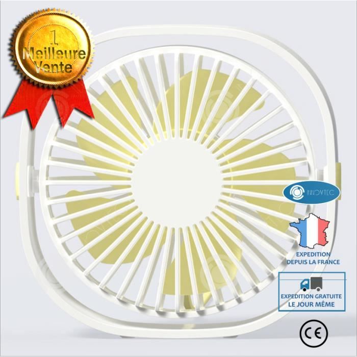 Ventilateur de voiture rotatif à 360°, ventilateur de climatiseur automatique muet rechargeable