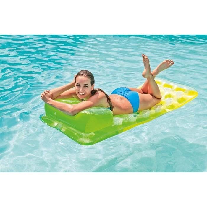 Matelas Gonflable Intex Transparent A Poches Avec Oreiller Vert Cdiscount Jeux Jouets