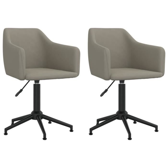 2 Chaises Pivotantes Gris Tissu VidaXL - Pour Salle à Manger Ou Cuisine - Neuves