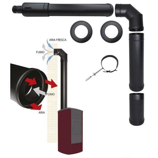 Kit ventouse conduit de fumée poêle à granulés avec sortie coaxiale