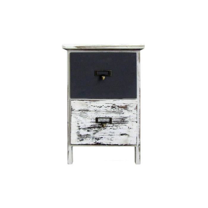 table de chevet - mobili rebecca - petite 2 tiroirs - bois blanc gris - rétro