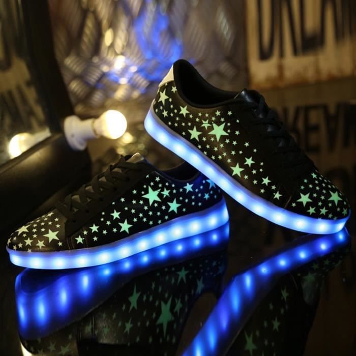 Color LED Chaussures lumineuses pour adultes Hommes Femmes USB