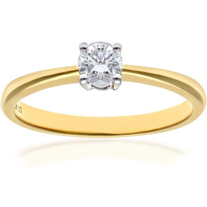 Revoni Bague Solitaire Diamant Or Jaune 375 Femme Poids Du