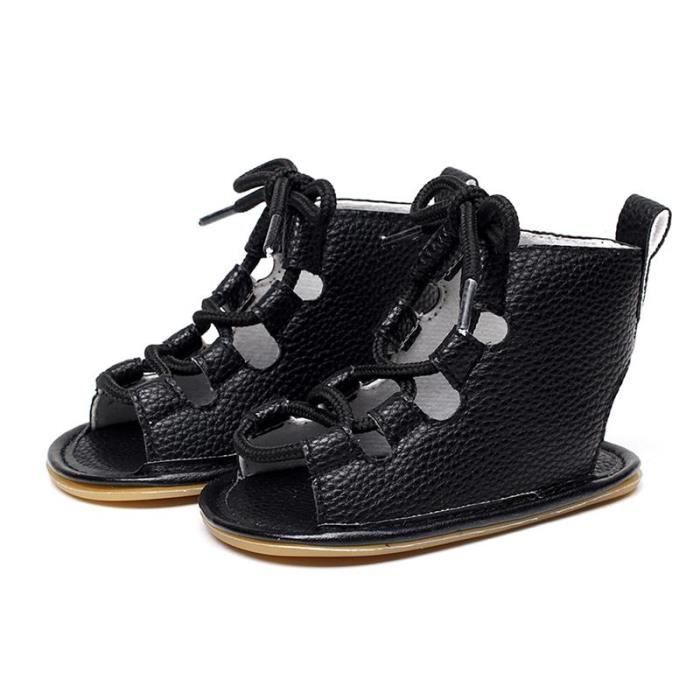 Chaussures Bebe Montant Scandales Spartiate Frais De Couleur Noir Noir Cdiscount