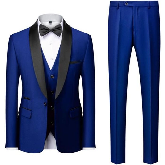 Veste Gilet Pantalon Noeud Costume Homme Mariage Business Slim Fit Smoking Men Suits Bleu clair2 XD42B Bleu Cdiscount Pret a Porter