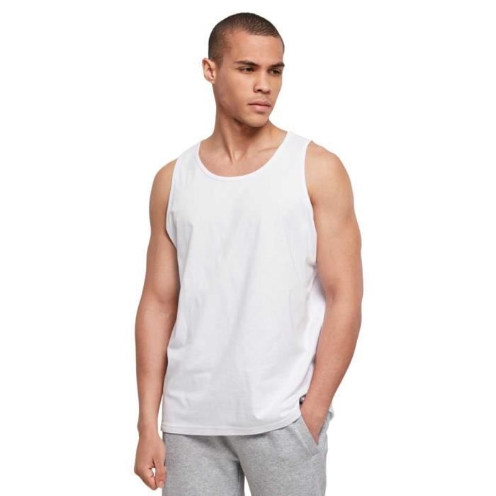 Build Your Brand Basic Tank T-Shirt, White, S Homme