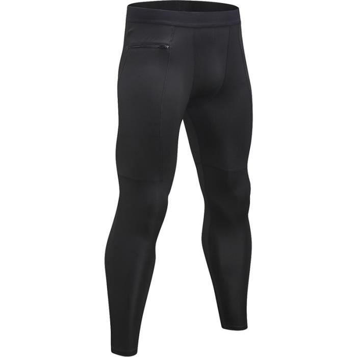 Legging Sport Homme Pantalon de Fitness Avec Poche Zipp e de