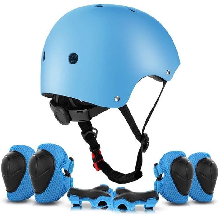 Casque vélo enfant réglable avec set de protection pour filles et garçons  de 3 à 10 ans - Bleu - Cdiscount Sport