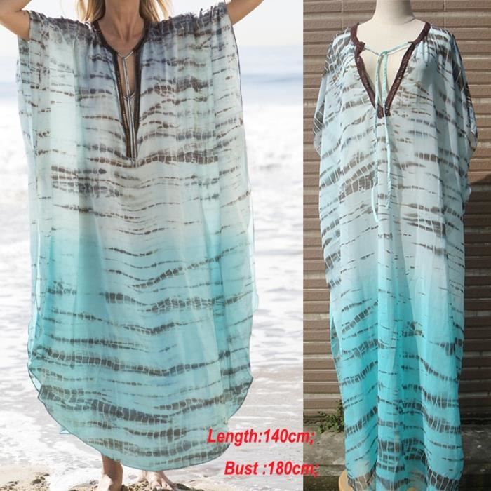 Robe Tunique Caftan PHLCEhot Pour Femme - Modèle Longue Fluide Pour Plage Ou Détente - Taille Libre