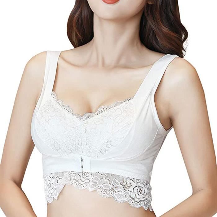Lot De 2 Brassières Sport Dentelle Sans Armature - Confort Et Maintien Pour Forte Poitrine, Quotidien Et Sport (fermeture Avant)