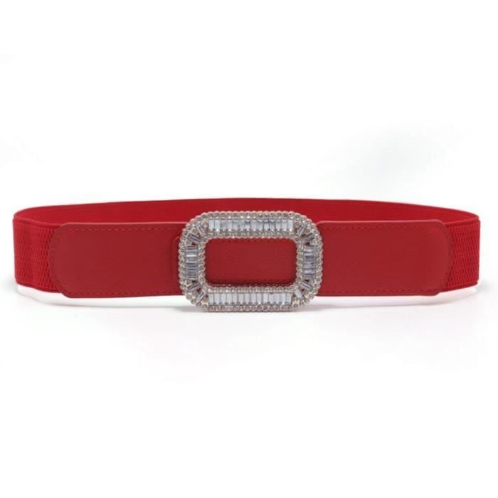 Ceinture Atmosphere Taille S - Motif Géométrique Rouge/blanc/noir/argent - En Simili Cuir - Occasion
