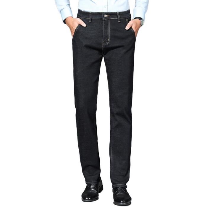 Pantalon en Jeans Homme Coupe Droite Stretch Taille Haute Jean