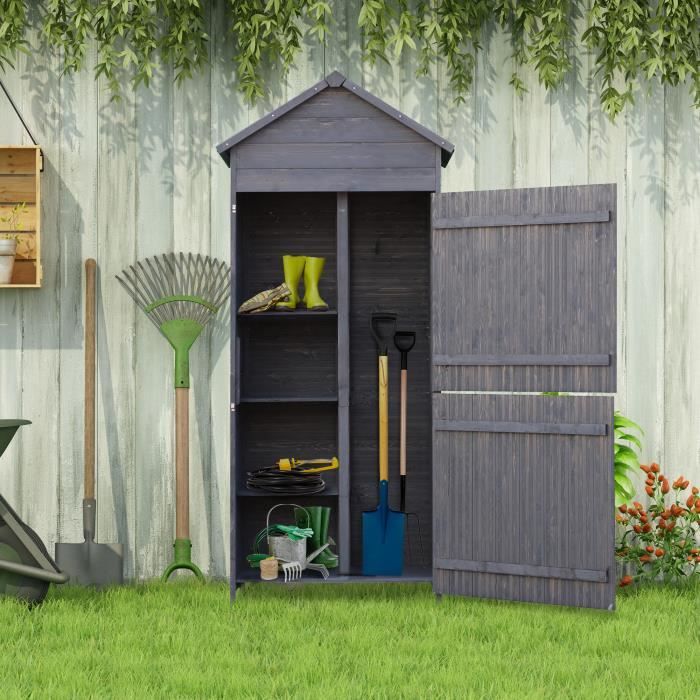 Armoire de jardin remise pour outils abri atelier bois toit plat coffre cabane 