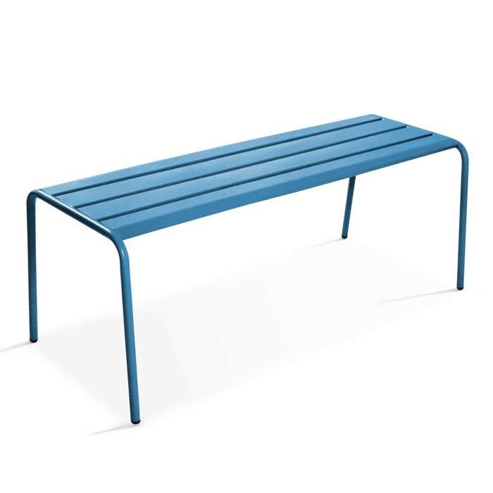 Banc de jardin en acier bleu pacific Palavas Oviala