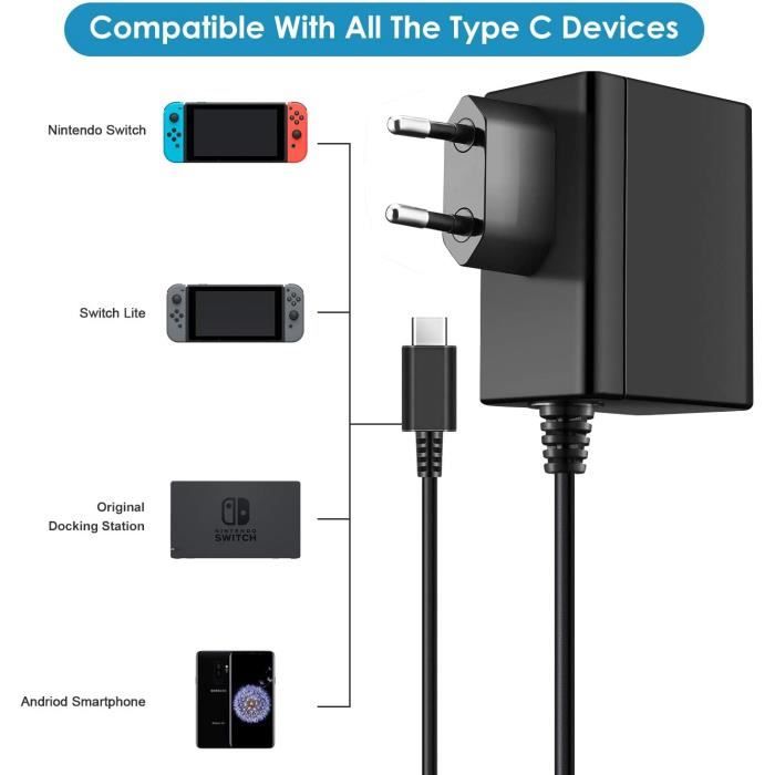 Adaptateur Secteur pour Nintendo Switch/ Switch Lite, PD Chargeur