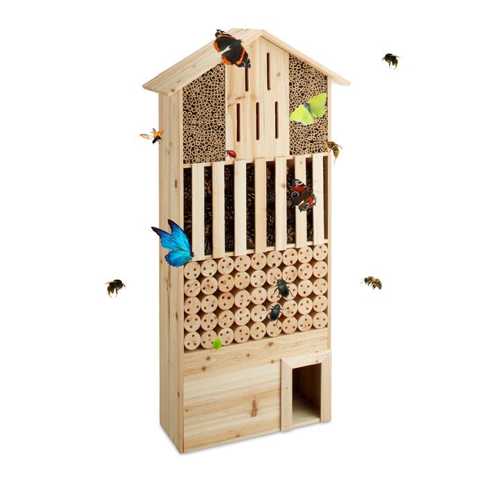 Relaxdays Hotel a insectes en bois XXL abri abeilles papillo