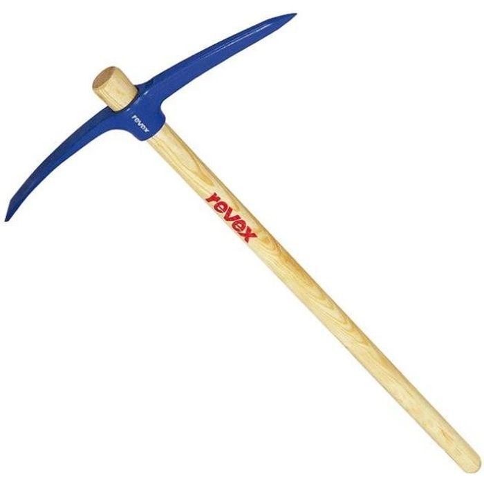 Pioche de terrassier REVEX - 25 kg - oeil rond - manche bois 90 cm