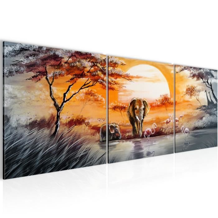 Runa art Tableau Décoration Murale Oiseau Fleurs 200x80 cm - 5 Panneaux