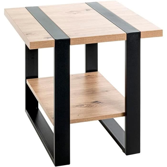 Table Basse, Métal, Chêne, Noir, L 45 X P 45 X H 45 Cm[J242 ...