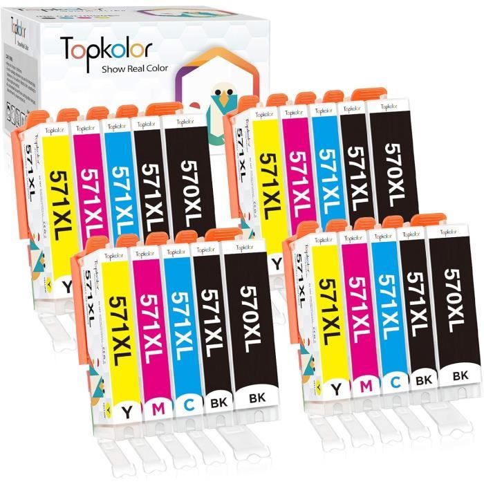 Lot 3 Cartouches D'encre C-571 Pour Canon PIXMA - Cyan, Magenta, Jaune - 12ml - Compatible Go Inks