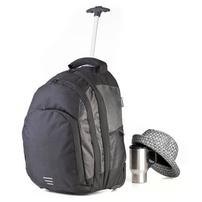 Sac à dos trolley - SHUGON - 1421 - Noir - 3 poches - Roues rollerblade - 35L Sac à dos trolley - SHUGON - 1421 - Noir - 3 poches - Roues rollerblade - 35L