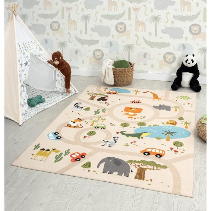 Tapis enfant - THE CARPET - Happy Kids - Beige - 200x290 cm - Antidérapant