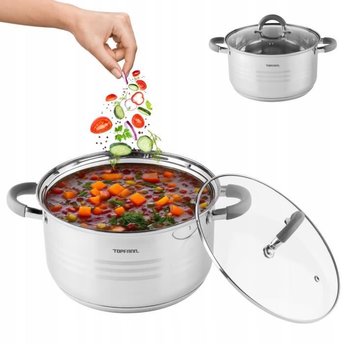 Marmite 35 Litres En Acier Inoxydable - Diamètre 35 Cm - Avec Couvercle - Pour Cuisinières Gaz/électricité - Idéale Familles Et Restauration - 2