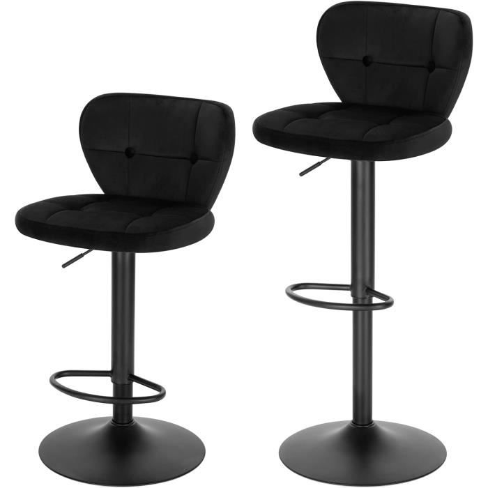 Lot De 2 Tabourets De Comptoir Lexicon Finnian - Bois Massif Finition Sable Noir - Hauteur 60 Cm - Charge Max 113 Kg