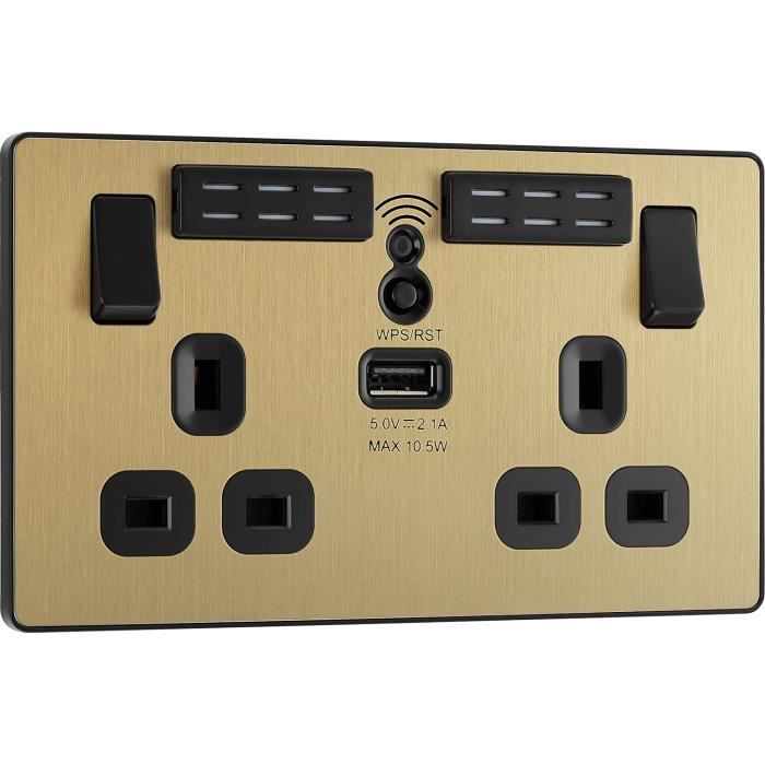 BG Electrical Evolve Steckdose Mit 2 USB-Anschlüssen – Mattes Blau, Schlankes Design Für Moderne Wohnungen