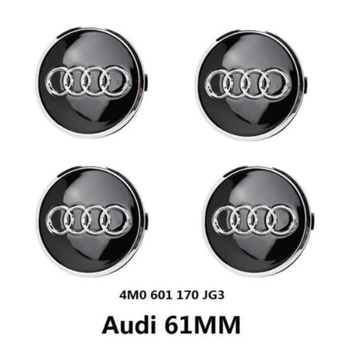 Cache De Roue Lot de 4 centre de roue cache moyeu Remplacement pour Audi 61mm 4M0 601 ...