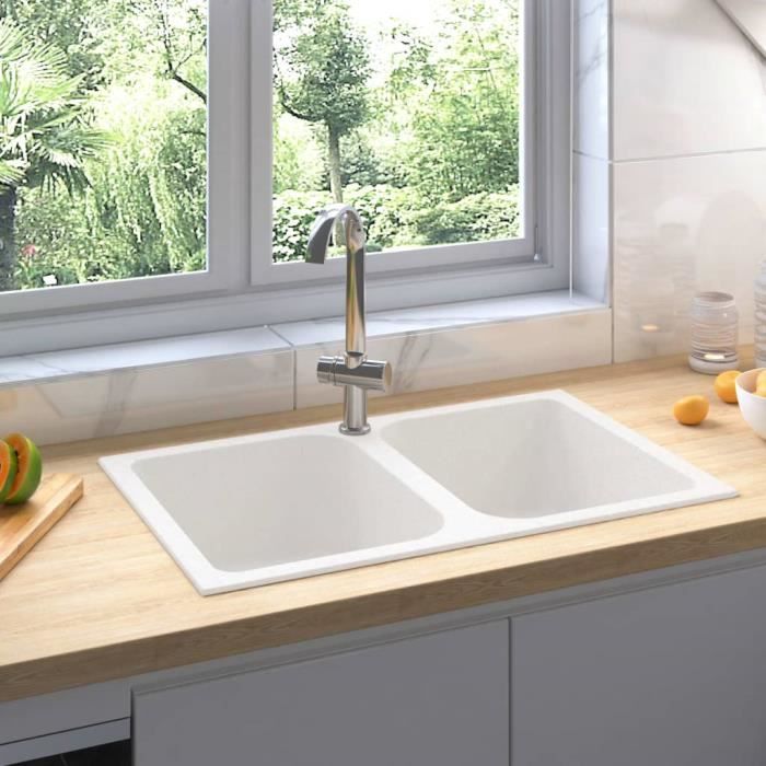 VidaXL Évier 2 Lavabos Granit - vue 2