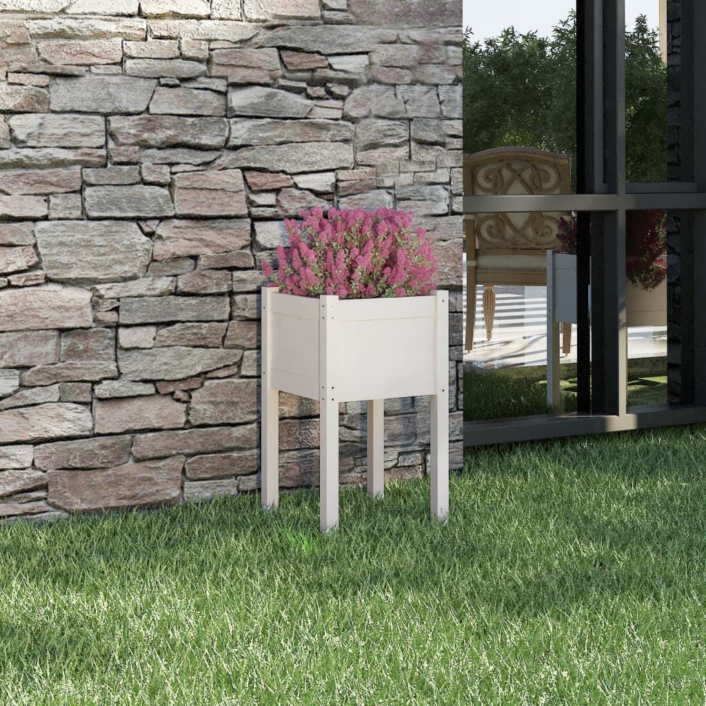 vidaXL Jardinière dextérieur Blanc 40x40x70 cm Bois de pin massif
