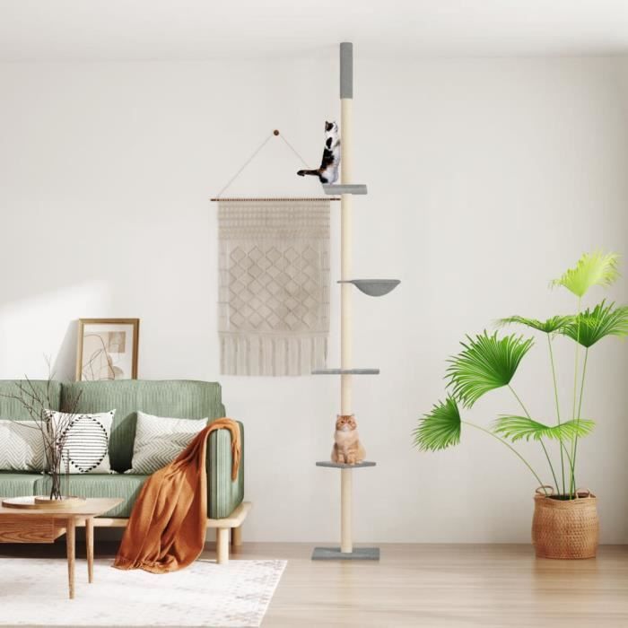 Comparer les prix de Vidaxl Arbre À Chat Du Sol Au Plafond Gris Clair 263,5-289,5 Cm