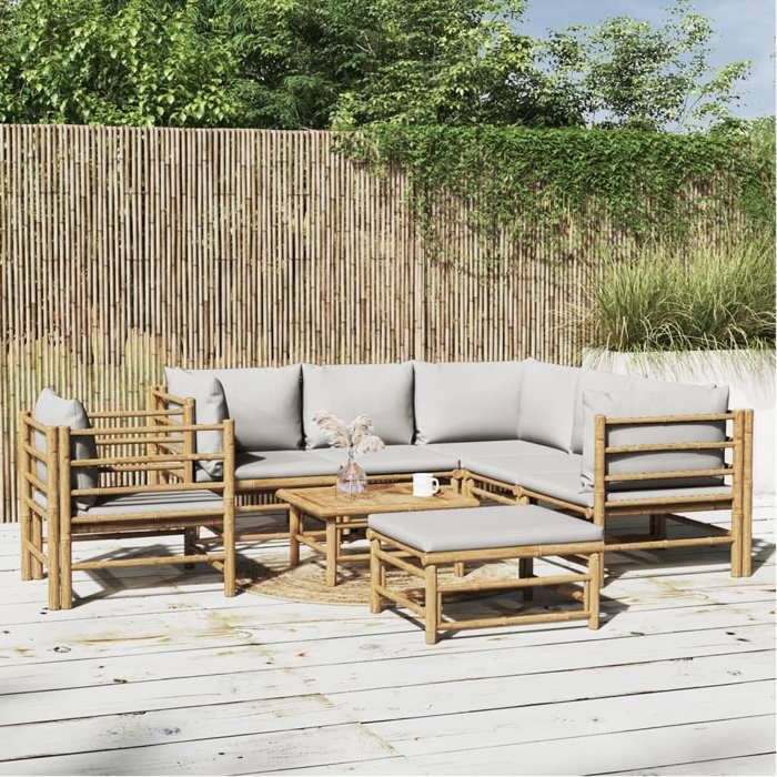 vidaXL Salon de jardin 8 pcs Bambou - vue 8