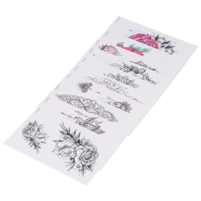 Autocollant de tatouage 10pcs tatouages temporaires papier individualité fleur femmes fille faux