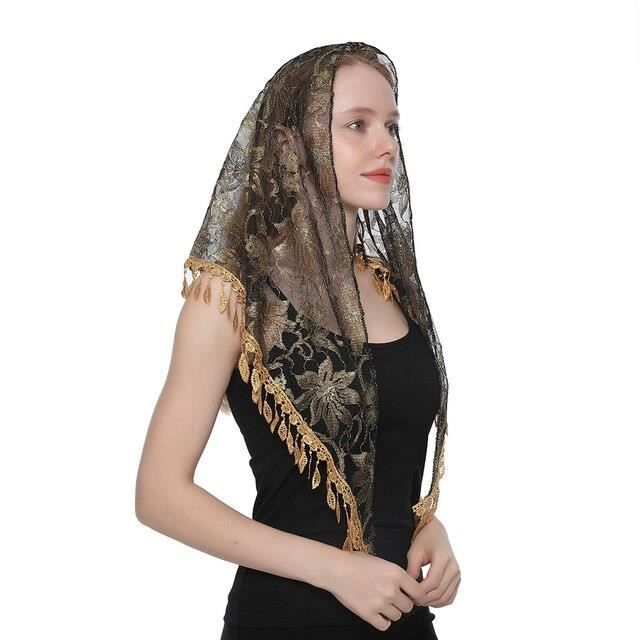 ECHARPE,SJJ01506Foulard Brodé Pour Église, Avec Franges Espagnoles, Voile Chrétien, Châle En