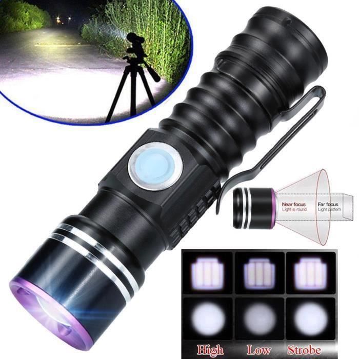 LAMPE ELECTRIQUE Rechargeable Q5 LED Tactical USB Flashlight Torch Portable Lightings Camping