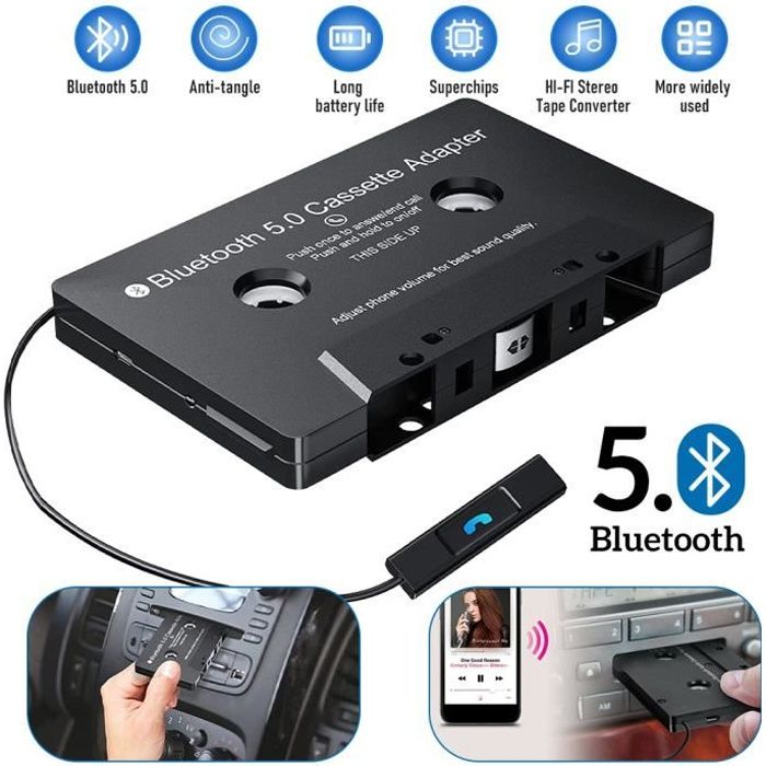 Amdohai Adaptateur Cassette BT pour Voiture avec Cassette Audio