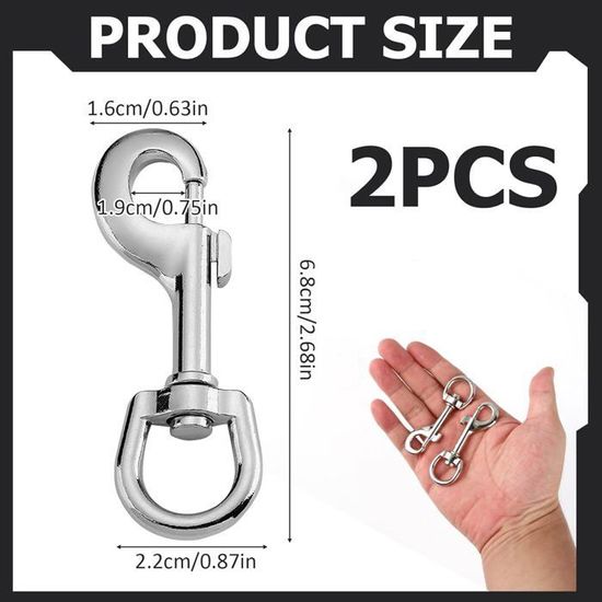 Lot De 8 Mousquetons Pivotants à 360° – Crochets De Libération Rapide En Acier Inoxydable, Pour Colliers, Sacs, Clés Et Camping
