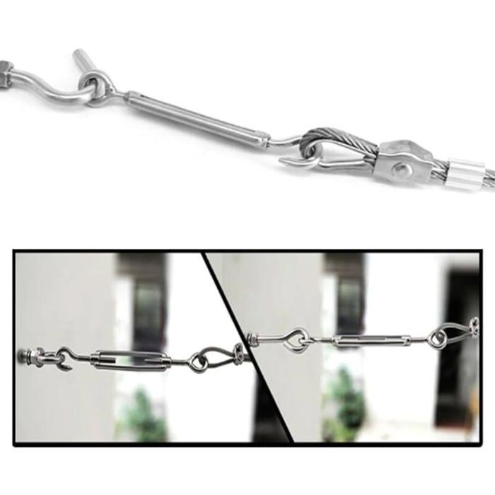 Lot De 6 Tendeurs à œil M8 – Pour Câble, Corde Ou Grillage, Acier Zingué