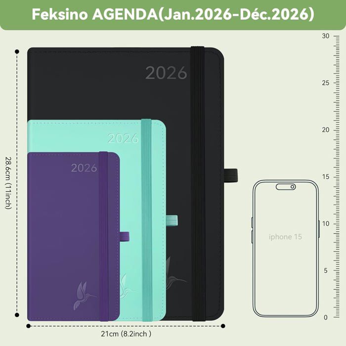 Agenda Semainier 2025-2026 A4 – 18 Mois Juillet 2025 à Déc. 2026, Classeur Anneaux, Papier 80g Anti-Saignement