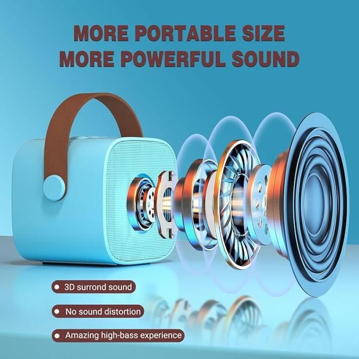 Mini machine de karaoké Bluetooth avec 2 micros, support TF/USB, cadeau Mini machine de karaoké Bluetooth avec 2 micros, support TF/USB, cadeau