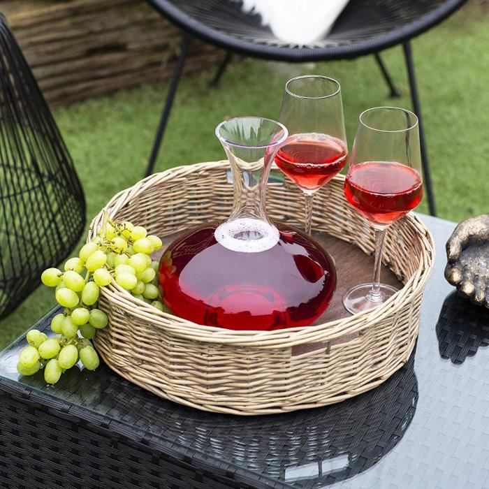 Carafe à vin rouge de 2,5 L, Bouchon de chêne et boules de nettoyage  inclus, Carafe à vin aérée en verre sans plomb