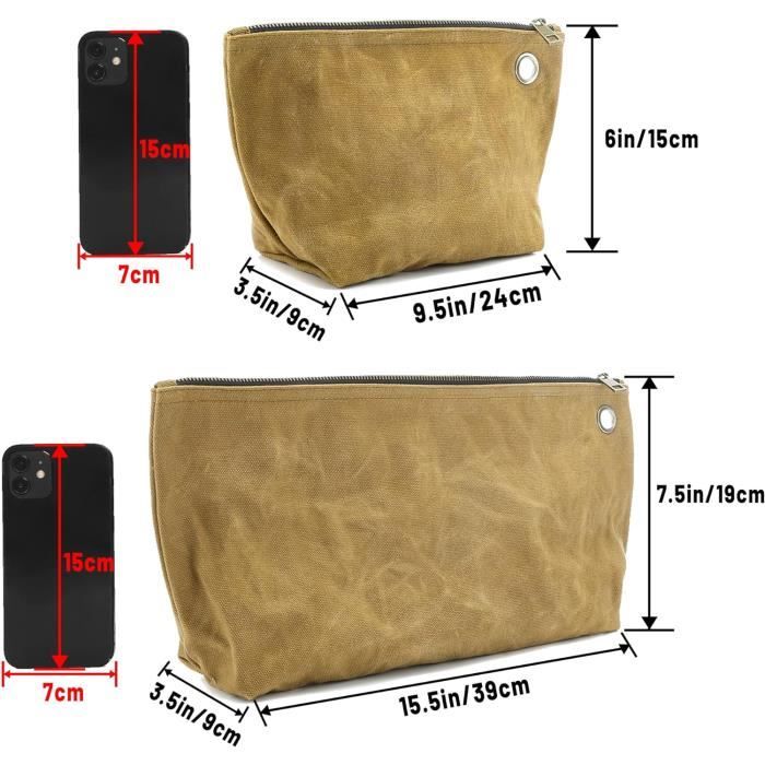 Sac à Piquets De Tente En Toile – Grande Capacité 35x15x15 Cm, Poignée, Ouverture Large – Pour Piquets, Sardines, Cordages – Rando, Camping
