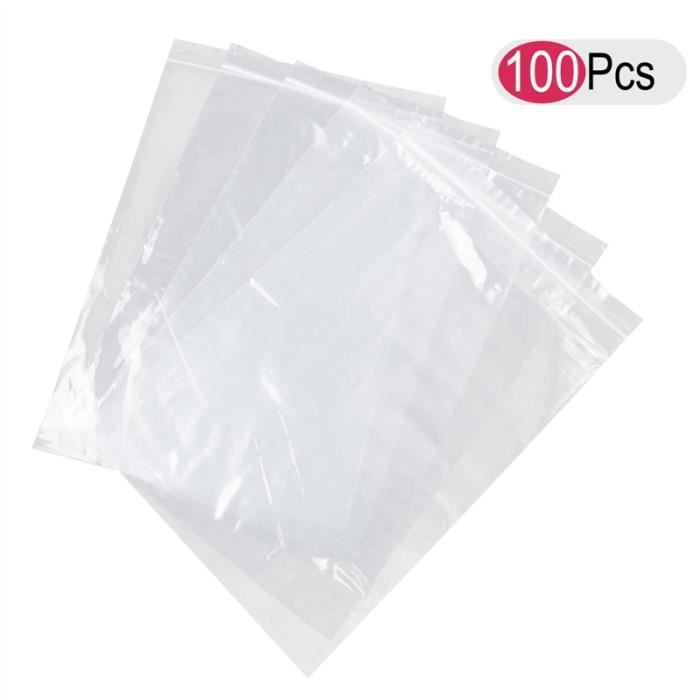 100pcs sac plastique refermable multifonctionnel transparent