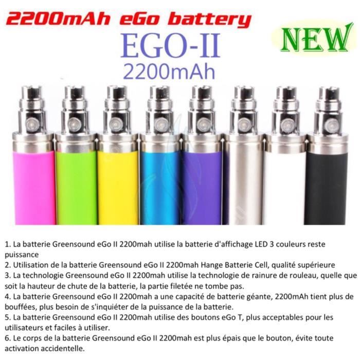 Batterie eGo 2200 mAH Cigarette électronique ego t batterie 2200 mah ROUGE 