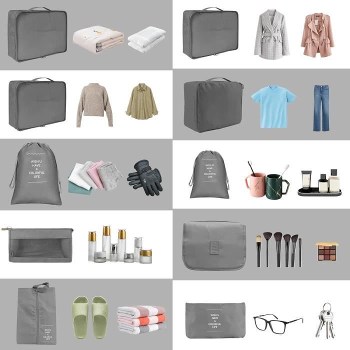 LOVICVKEM Lot De 10 Organiseurs De Bagage Pour Voyage,imperméable,sac LOVICVKEM Lot De 10 Organiseurs De Bagage Pour Voyage,imperméable,sac