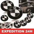 ZISONIX KIT 7 Badge LOGO Embleme BMW Carbone Noir Gris Capot + Coffre 82mm +Volant + 4 centre de roue-2