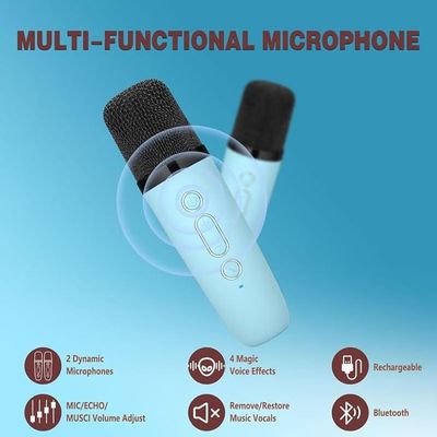 Machine Karaoké Enfants MONODEAL Avec 2 Micros Sans Fil Et Lumières LED - Portable Bluetooth